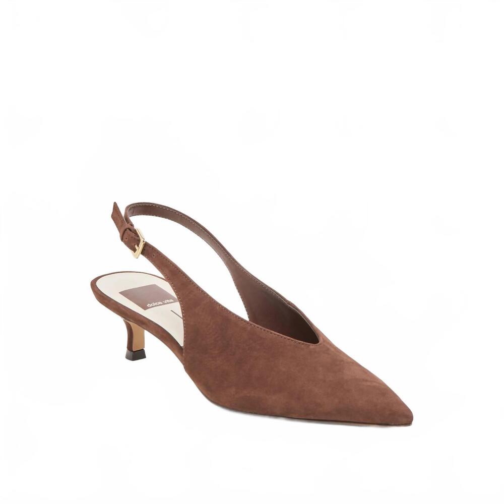 NEW DOLCE VITA women's alenna slingback pointed toe kitten heel in dark brown - Picture 3 of 8